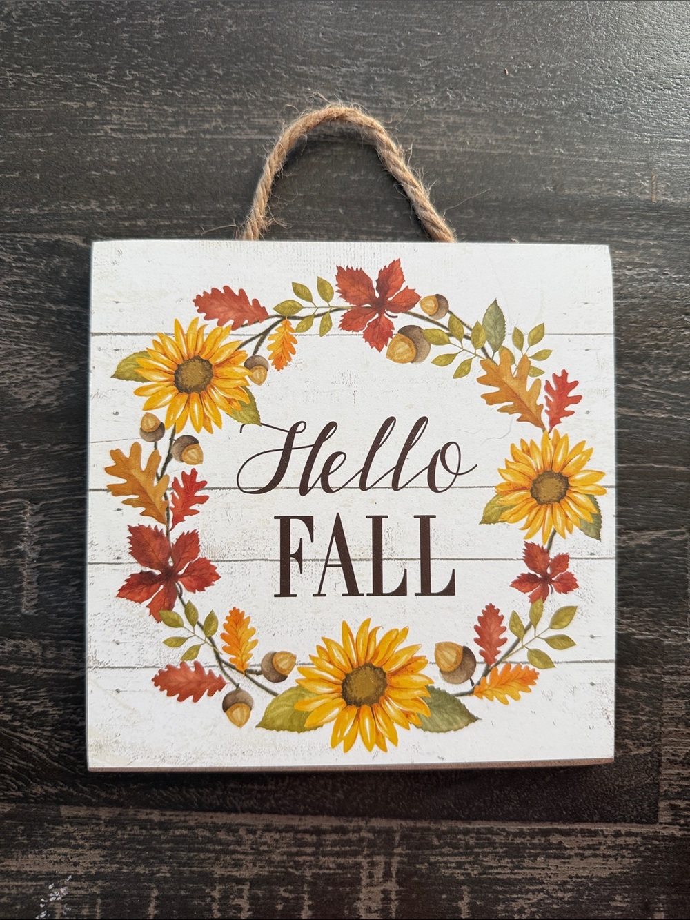 Hobby Lobby Sunflower Wreath Wall Sign - White, Yellow, Orange, Brown